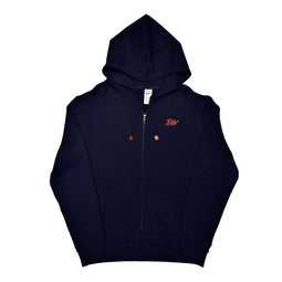 RKW 100% Cotton Bronze Zipper Embroidered Hoodie - Heavyweight Premium Wear for Style, Comfort & Warmth, Machine Washable - Navy Blue
