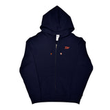 RKW 100% Cotton Bronze Zipper Embroidered Hoodie - Heavyweight Premium Wear for Style, Comfort & Warmth, Machine Washable - Navy Blue
